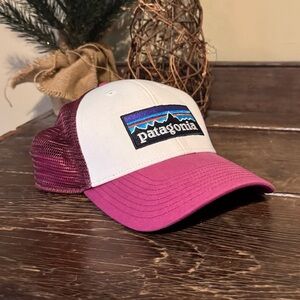 Patagonia White and Purple Trucker Hat